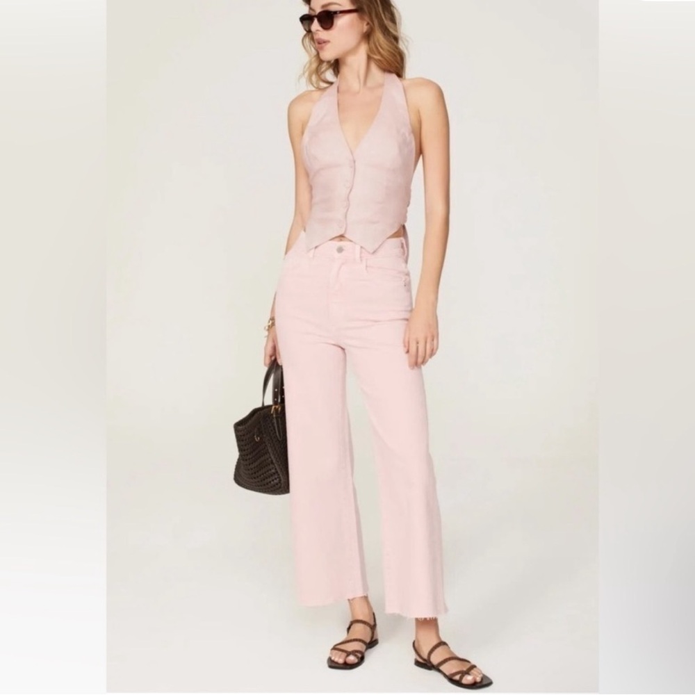 DL1961 Women's Vintage Pink Wide Leg High Rise Crop Jeans 28